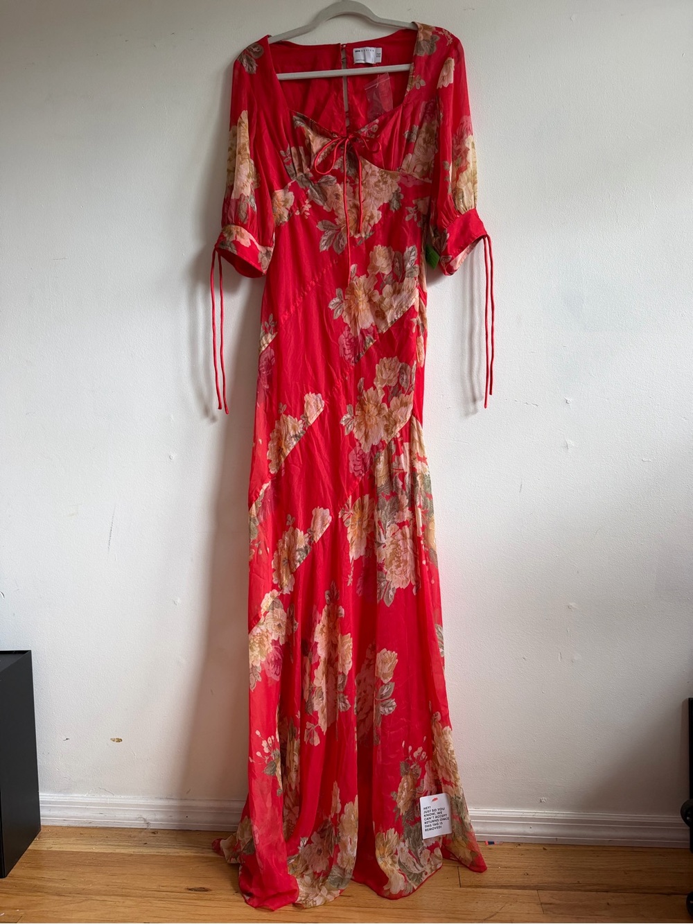Women’s ASOS Red Floral Maxi Dress with Tie Detail size 10